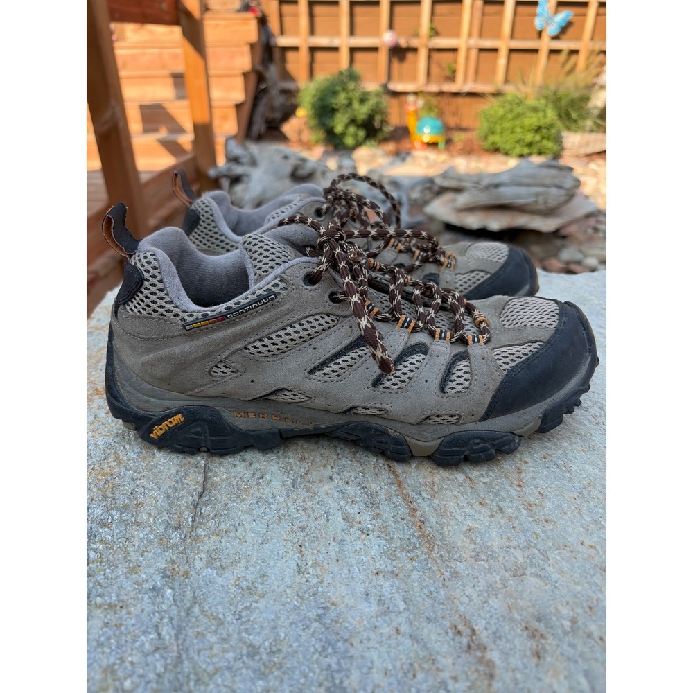 Merrell Moab Ventilator men's 8 Hiking Shoes Brown Suede Mesh Vibram Continuum